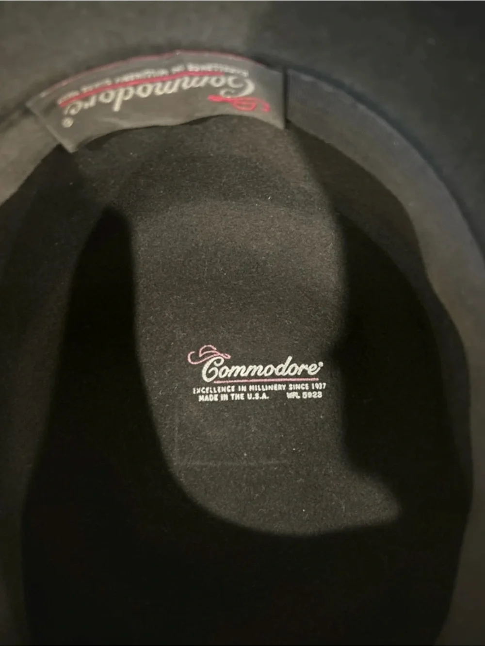 Vintage Commodore 100% Wool Felt Hat